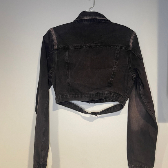 Fashion Nova Womens Crossing Your Mind Denim Jacket - Black/Red Size Small - Picture 4 of 11